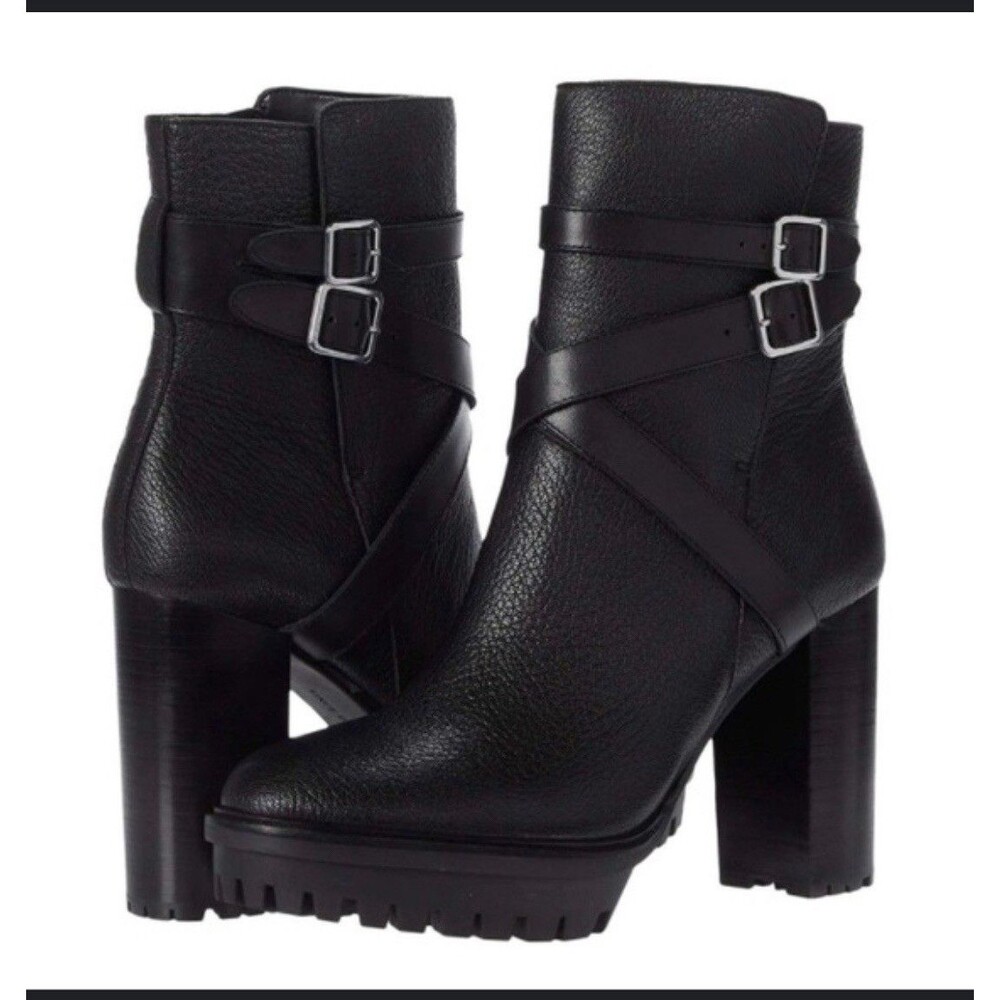 Vince Camuto Elisen Buckle Lug Sole Booties in black  10 Excellent like new